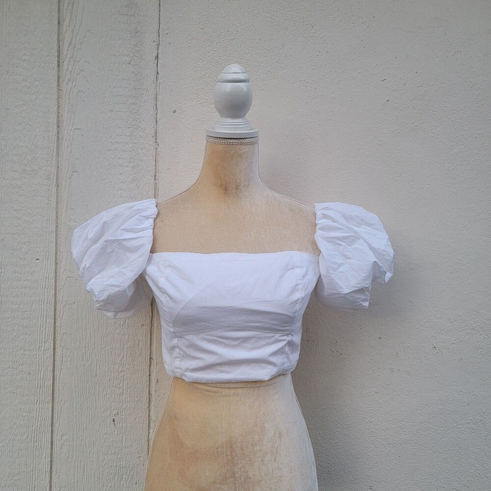 Abercrombie and Fitch cropped puffed slv wht Corset top boho cottagecore sz s